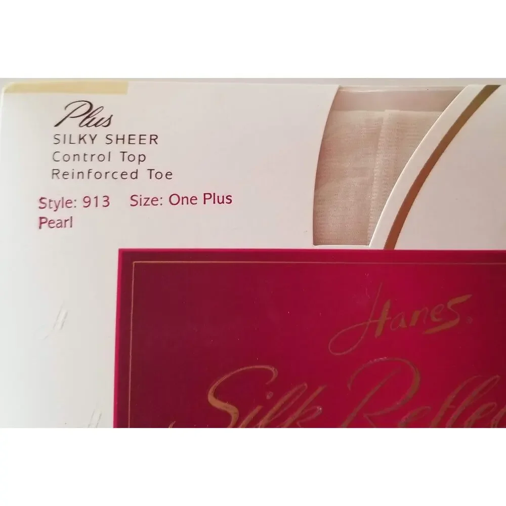 NWT Hanes Silk Reflection Silky Sheer Control Top Reinforced Toe Pearl One Plus